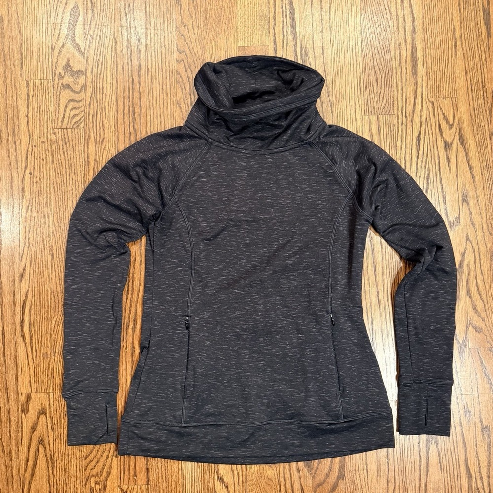 Kyodan Outdoor Cowl Neck Space Dye Pullover Thumbhole Pockets Size M Gray